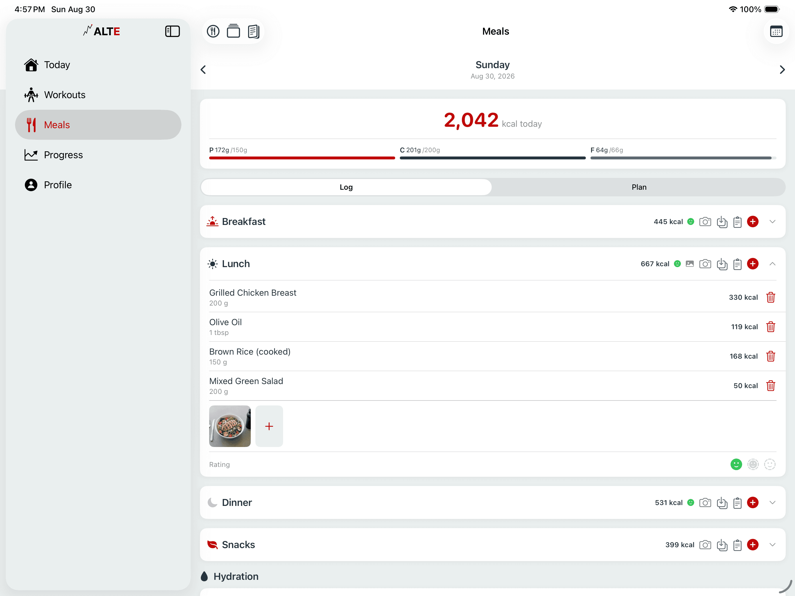 Workout & Meal Logger
